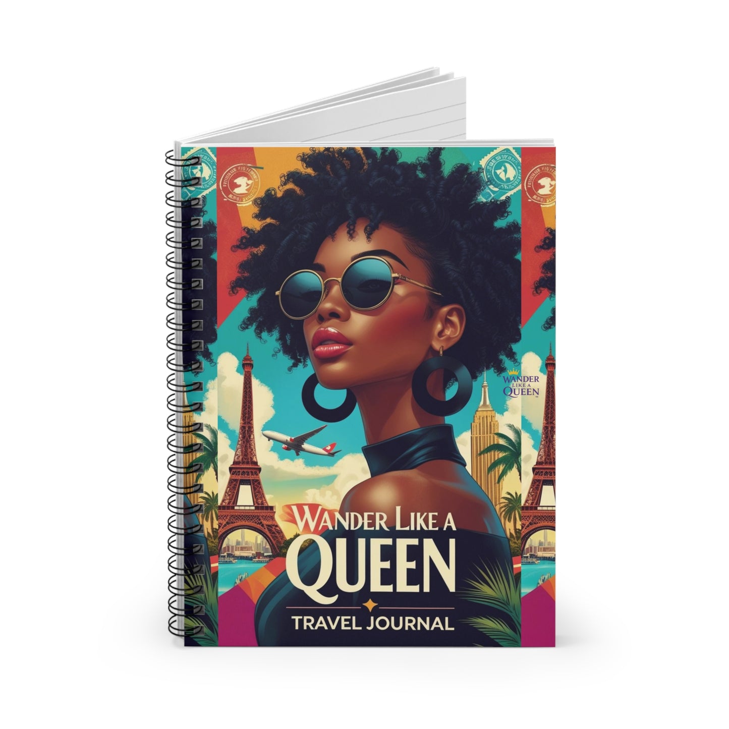 Wander Like a Queen Spiral Notebook | Travel Journal, Inspirational Writing, Gift for Her, Notebook for Adventures, Travel Lover's Diary