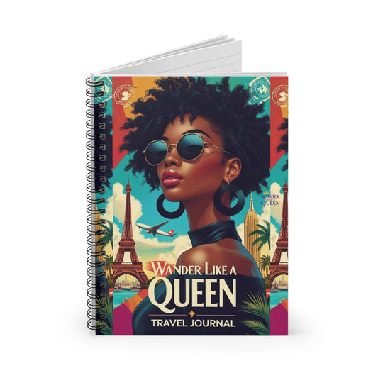 Wander Like a Queen Spiral Notebook | Travel Journal, Inspirational Writing, Gift for Her, Notebook for Adventures, Travel Lover's Diary