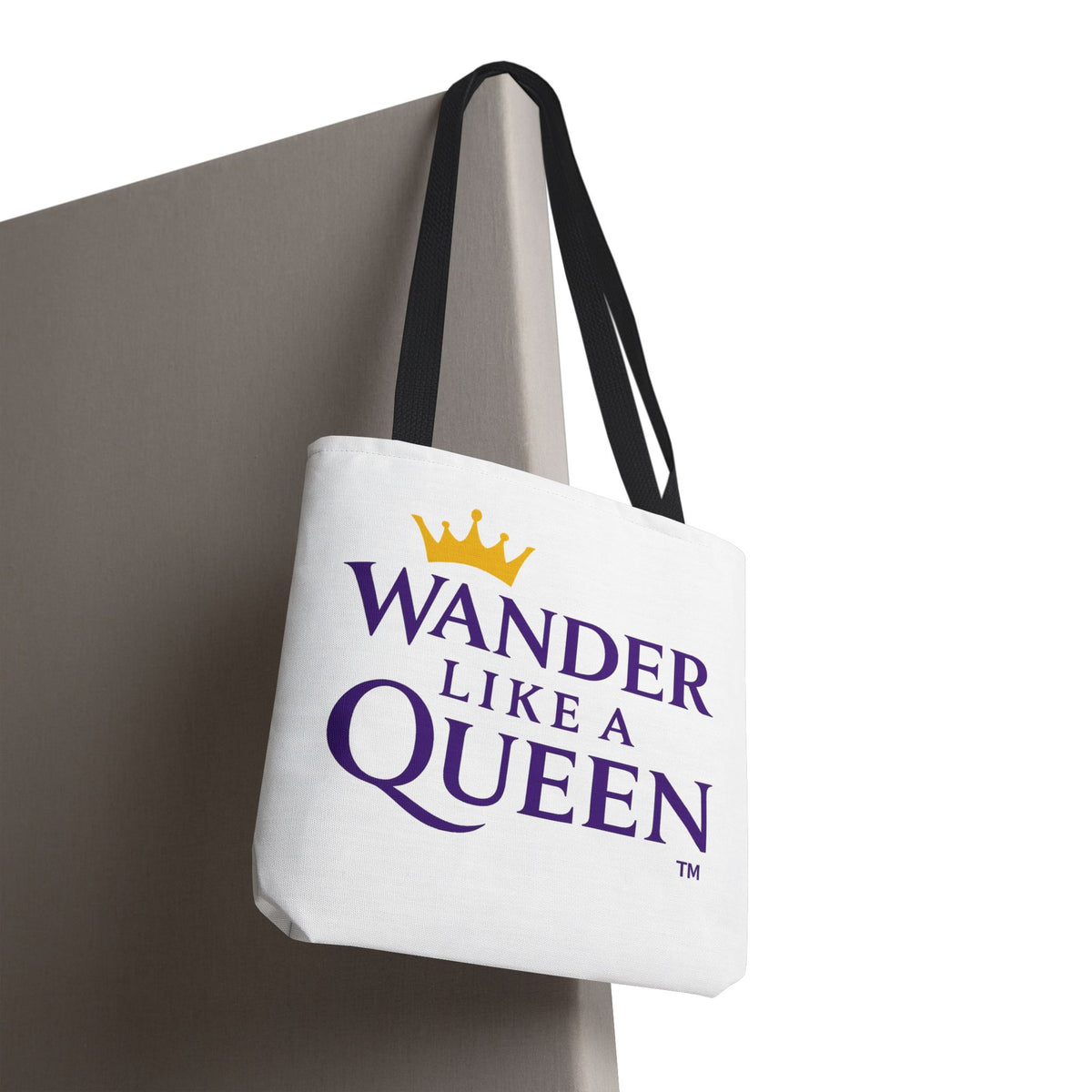 Wander Like a Queen Tote Bag, Motivational Shoulder Bag, Eco-Friendly Carryall, Gift for Travelers, Stylish Shopping Tote
