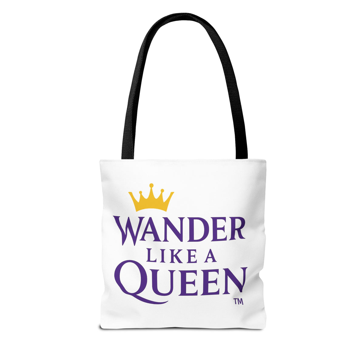 Wander Like a Queen Tote Bag, Motivational Shoulder Bag, Eco-Friendly Carryall, Gift for Travelers, Stylish Shopping Tote