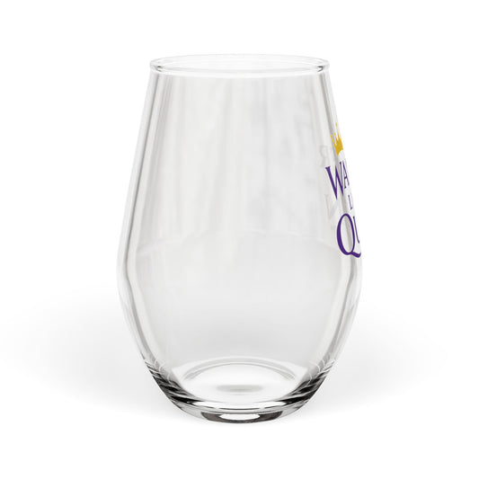 Stemless Wine Glass - "Wander Like a Queen" Travel-Inspired Glass (11.75 oz)