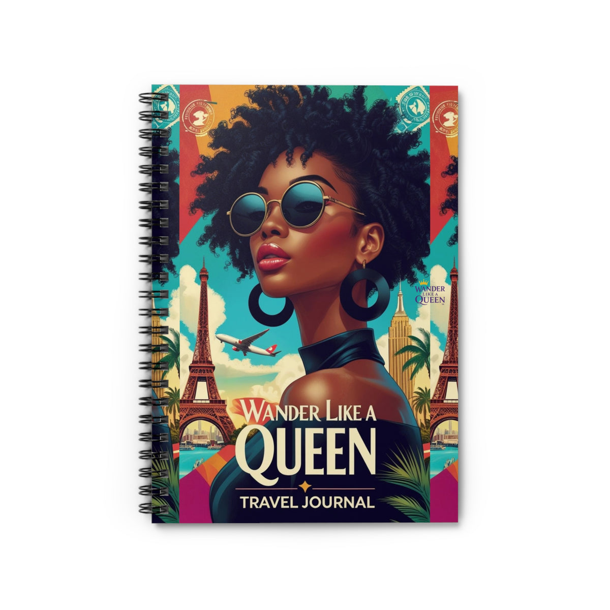 Wander Like a Queen Spiral Notebook | Travel Journal, Inspirational Writing, Gift for Her, Notebook for Adventures, Travel Lover's Diary