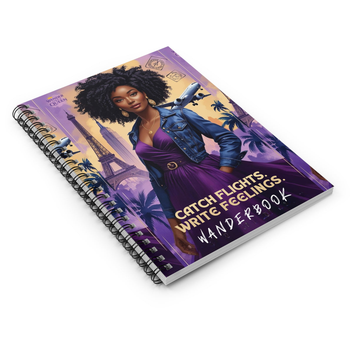 Travel-Inspired Spiral Notebook - Catch Flights, Write Feelings, Inspirational Journal, Gift for Travelers, Wanderlust Notepad